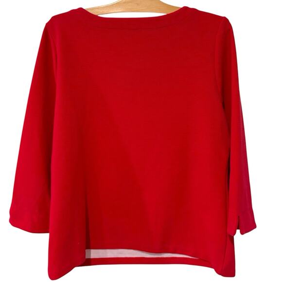 Talbots | Top Red Pullover Textured Ribbed 3/4 Sleeves- Size Large - Picture 8 of 8